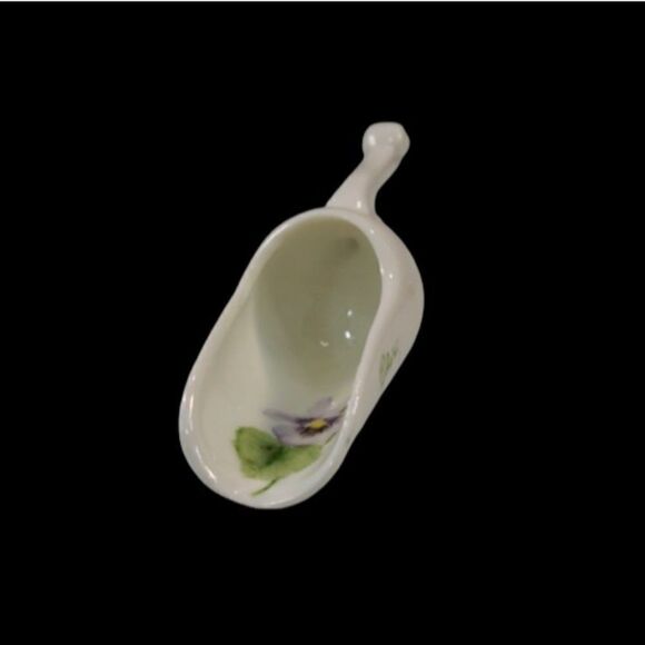 Vintage Miniature Porcelain Sugar Scoop Signed Hand Painted Spoon Scooper 3.5" - Picture 6 of 9